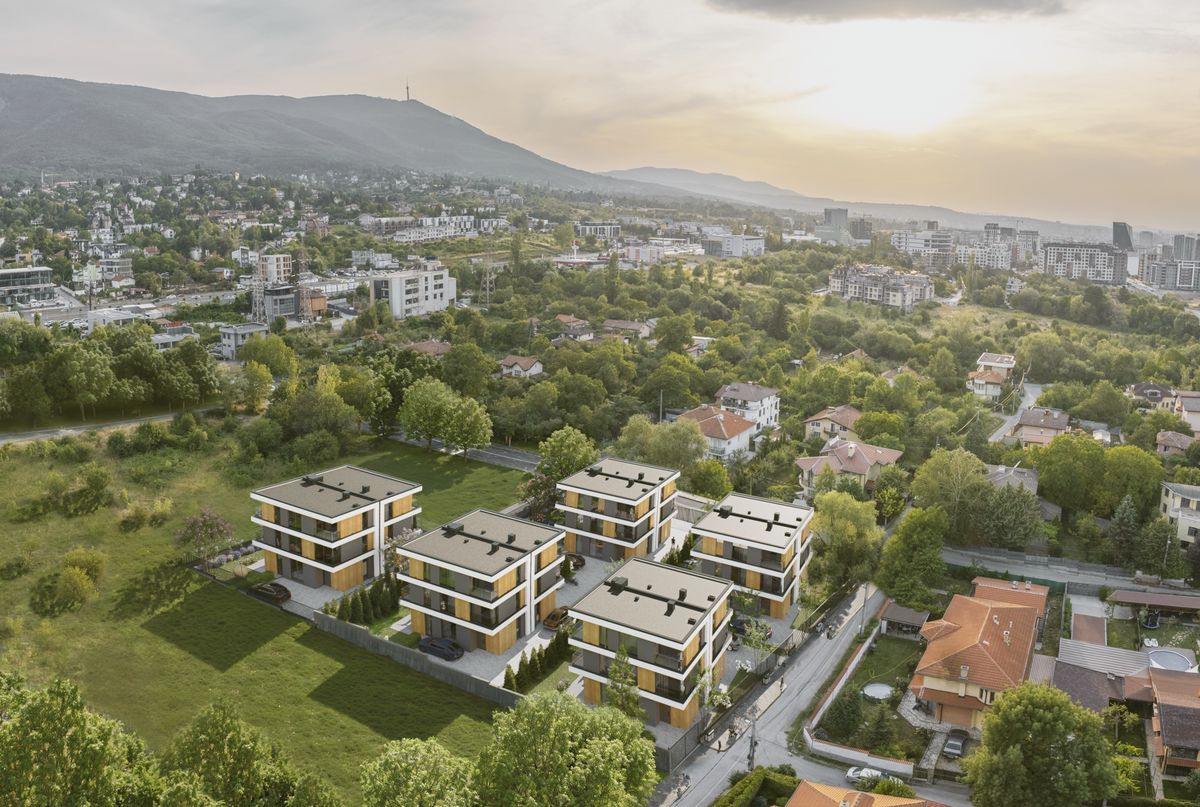 SIENA home на залез с Витоша на заден план